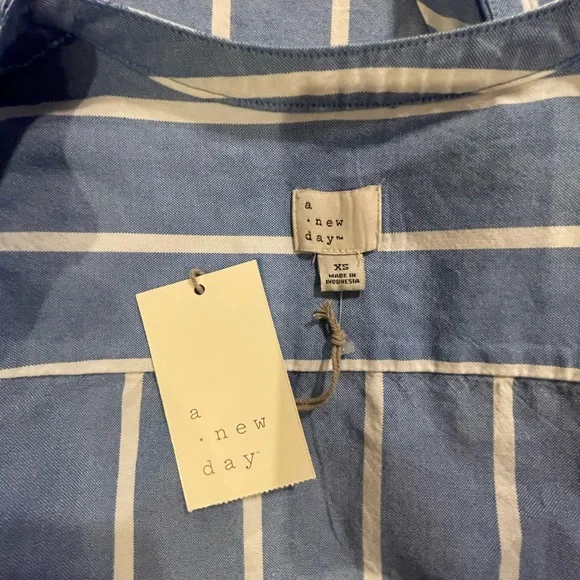 A New Day Striped 100% Cotton Chambray Dress XS FREE SHIP - Picture 5 of 5